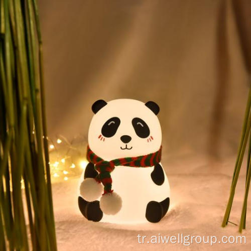 Panda karikatür silikon led bebek gece lambası